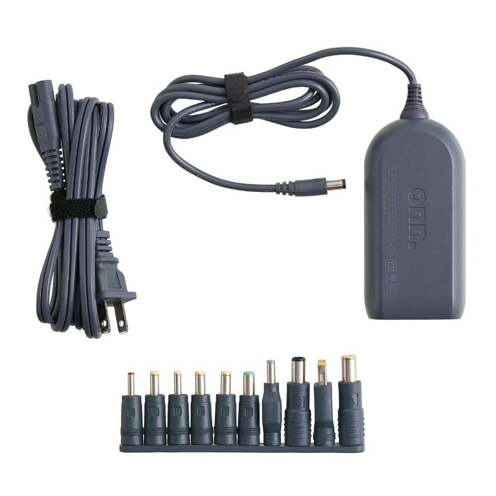 Onn Universal 65W Laptop Charger with 10 Interchangeable Tips